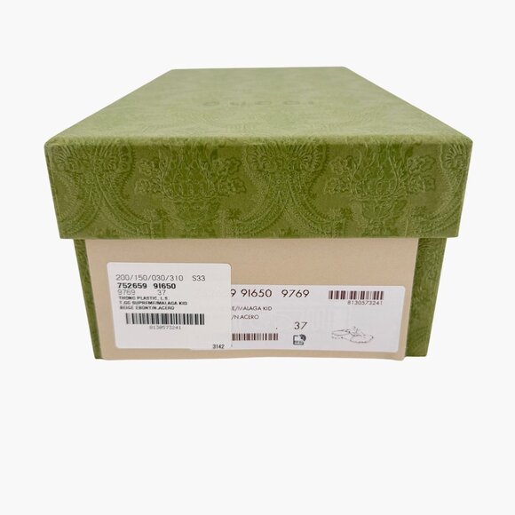 Gucci Blondie GG Flat Thong Sandals Beige Monogram Leather Size 37 US 7 Women - Picture 15 of 15